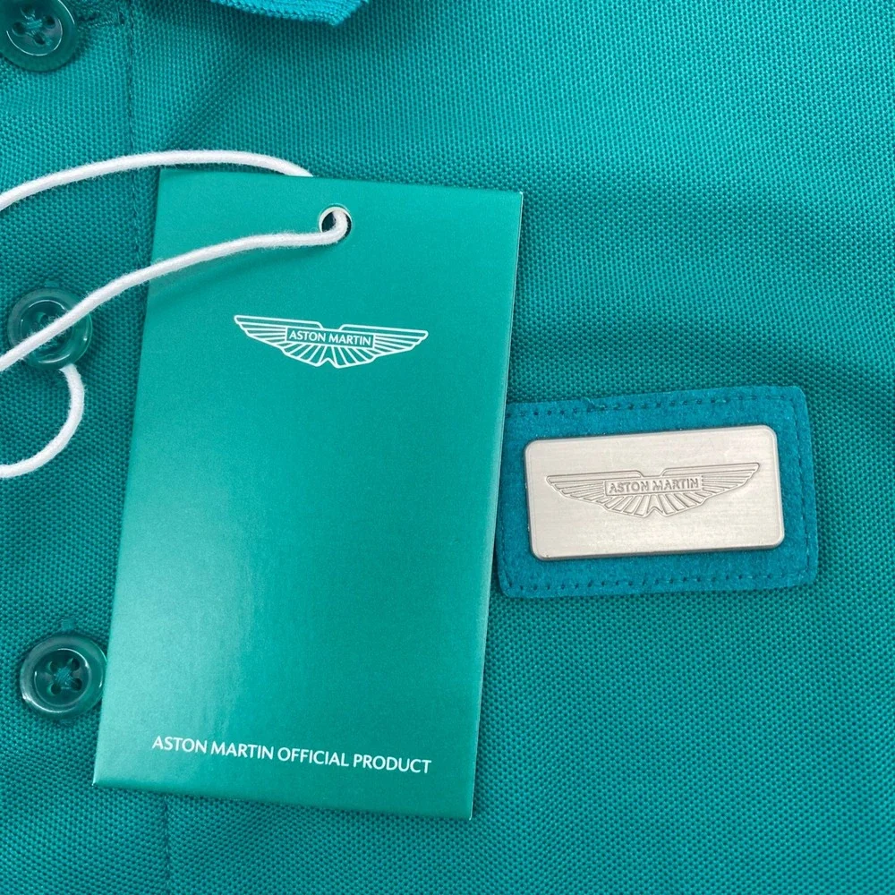 Aston Martin Polo Shirt Mens XL Teal Green Short‎ Sleeve AML23KPO01XL NWT Logo